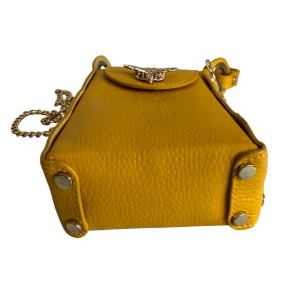 Vera Pelle Bee Leather Mustard Yellow Small Crossbody Bag - Picture 8 of 14